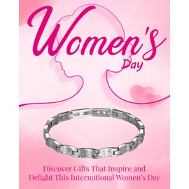 RainSo Women's Magnetic Bracelet with 3500 Gauss Magnet Stainless Steel Bracelet with Meteor Shower Design, Adjustable Length (with 3 Smart Clasps), Comes with Display Box and Adjustment Tool (Silver)