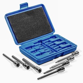 Stark 7-Piece Set Extra-Long SAE Standard Socket, 3/8in Hex Drive - 1/8in, 9/32in, 3/16in, 7/32in, 1/4in, 5/16in, 3/8in | Storage Case