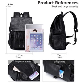 Sweetovo Leather Backpack for Women, Fashion Anti Theft Backpack Water Resistant Travel Daily, Black