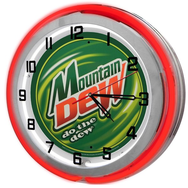 Redeye Laserworks Mountain Dew Red 18" Double Neon Garage Clock