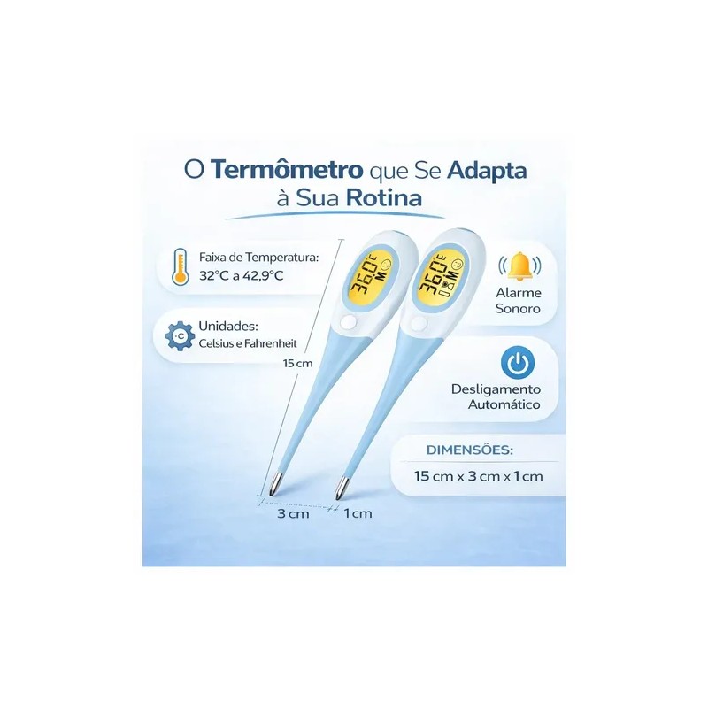Termómetro Edge Slim Retroiluminado De Contacto Flexible Azul