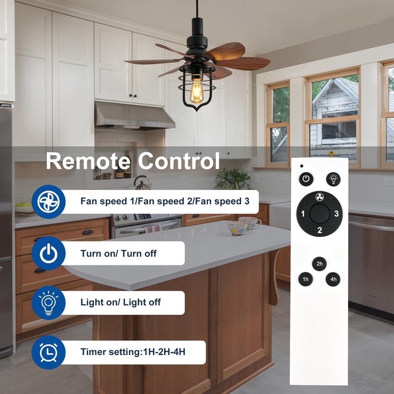 Garwarm 20IN Ceiling Fans with Lights, Socket Fan Light with