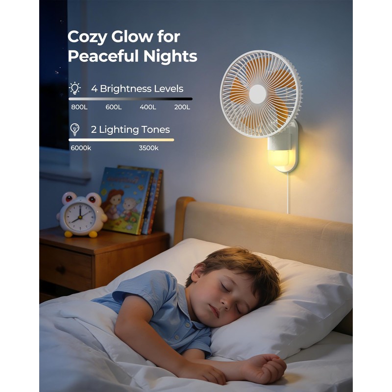 Airbition 10'' Wall Mount Fan with Remote Control and Night