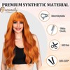 Creamily Long Wavy Orange Wigs with Bangs for Women Synthetic