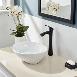 KINGO HOME Black Vessel Sink Faucet, Contemporary Tall Bathroom Vessel Fuacet Matte Black Basin Vanity Bathroom Sink Faucet with Water Hoses