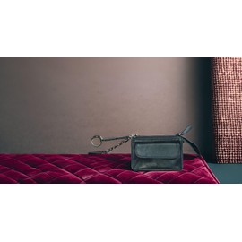 Alassio Schlüsseletui aus feinem Nappaleder, mit 2 Schlüsselringen an Ketten und Vorfach Key Case, 12 cm, Black (Schwarz)
