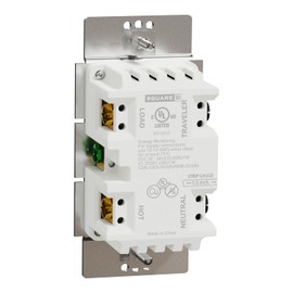 Square D by Schneider Electric X-Series Z-Wave Plus 3 Way Rocker Smart Light Dimmer, Single Pole Connected Light Dimmer, 1 Gang, 15 Amp, Light Almond (SQR22102LAZ)