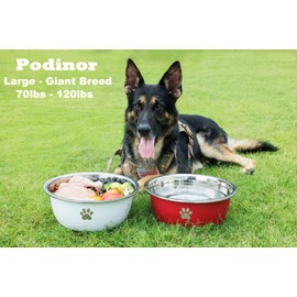 Podinor Large Dog Water Bowl 2 Pack, 170oz Stainless Steel Extra Large Dog Food Bowl for Big Giant Dogs