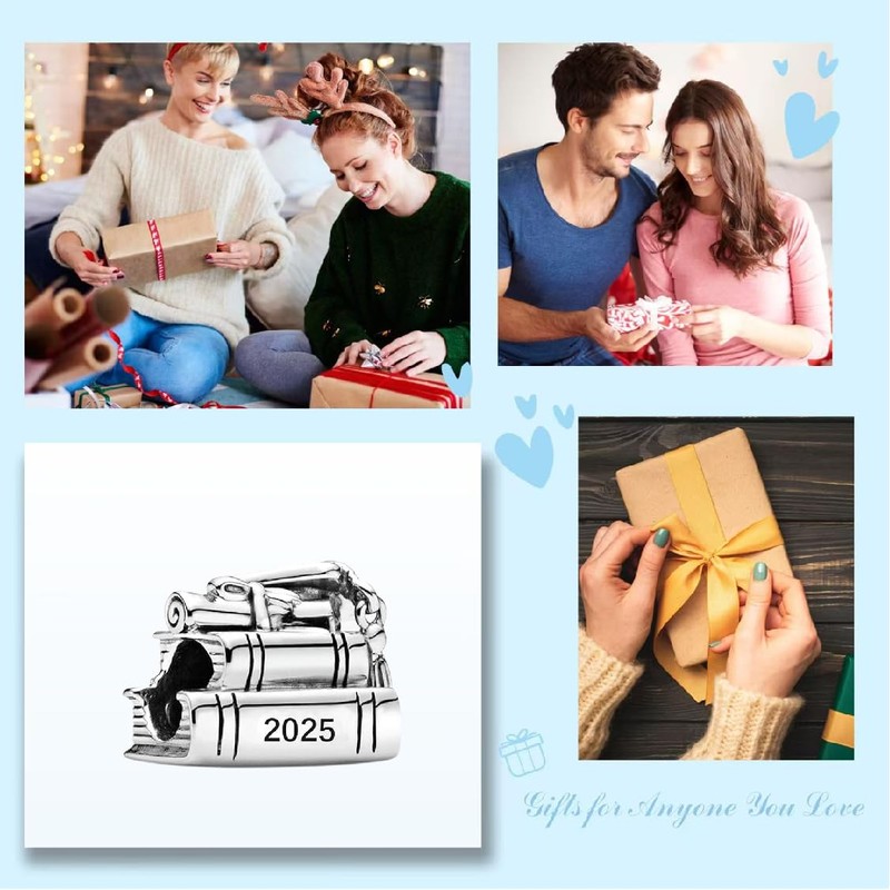 PHCLASY 2025 Heart Charm Pendant Compatibility for Bracelet Graduation Charm