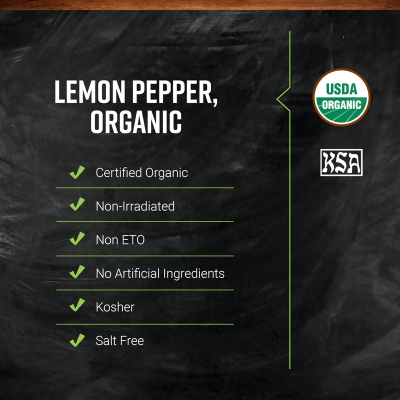 Frontier Co-op Organic Lemon Pepper, 1-pound Bulk Bag, Salt-free, Zesty