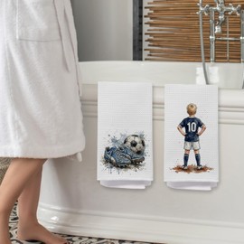 Soccer Gifts Hand Towels for Kids Boys Bathroom Set of 2