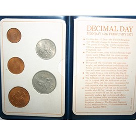 Mint New from Pack never collected uncirculated First Decimal Coin set 1971 with 5 coins - some tarnishing