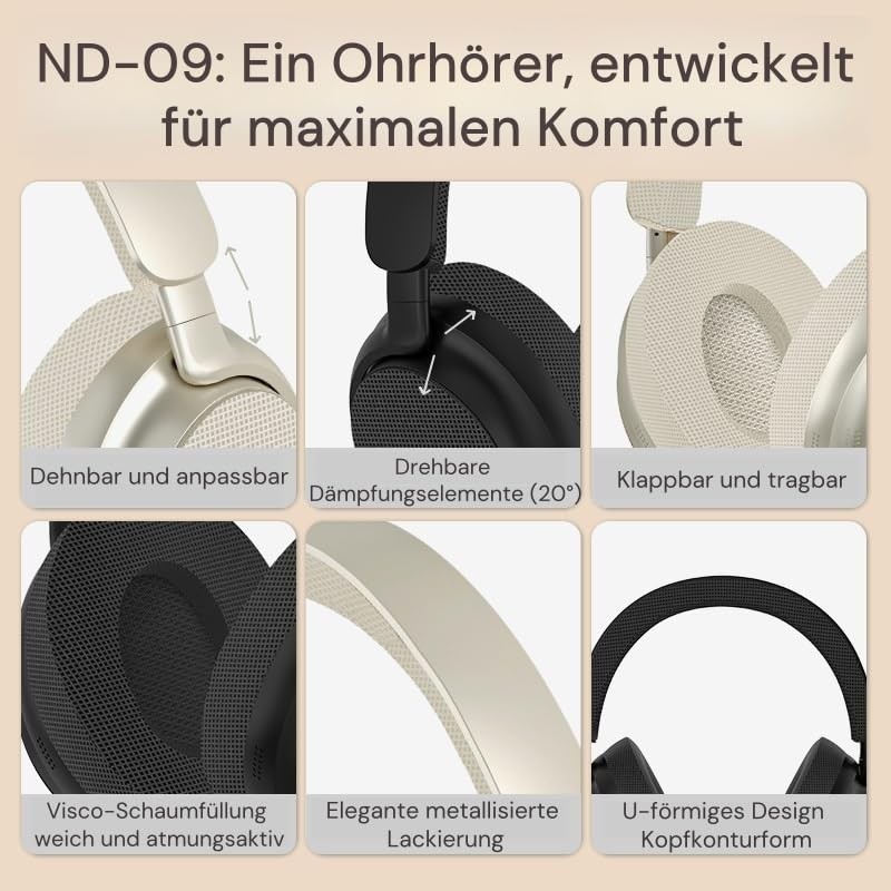 TEISCHE Wireless Headphones with Bluetooth 5.3, 40H Autonomy, Clear Sound
