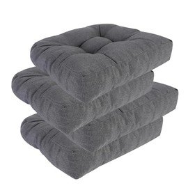 RACE LEAF 4 Pack Patio Chair Cushions 19x19 Inch, Waterproof Memory Foam Cushions with Tufted Cover and Non-Slip Base for Patio Furniture (Gray)