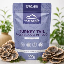 Turkey Tail Polvo 100g Cola Pavo Trametes Versicolor Hongo Adaptógeno Suplemento Alimenticio Vegano Gluten Wildmountain