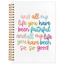 SNNDER Colorful Christian Notebook, Religious Journals for Women, Church Notes Journal, and all My Life You Have Been Faithful Hardcover Spiral Notebook 5.5x8.3 Inch