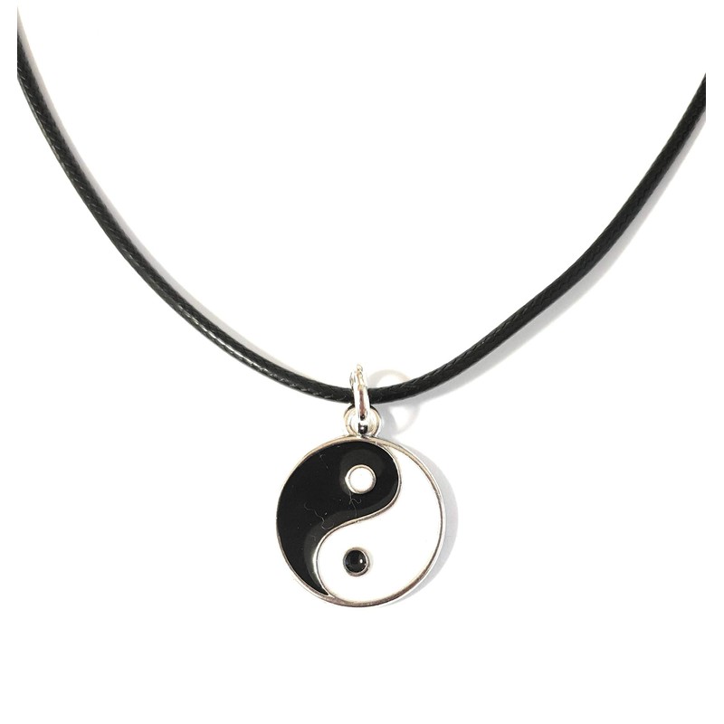 Leather Necklace with Yin Yang Pendant