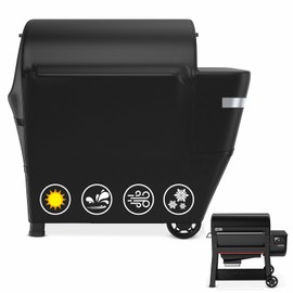 Utheer Grill Cover for Weber Searwood XL 600 Pellet Grill, Heavy Duty 600D Waterproof Fabric Grill Cover for Weber 3400146, Black