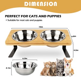 Elevated Cat Food Bowls with Slow Feeder, 10° Tilted Anti Vomiting Raised Cat Bowls for Food and Water, Whisker Friendly 6.3" Wide Bowl for Cats and Puppy(Holder 4.5" Height)