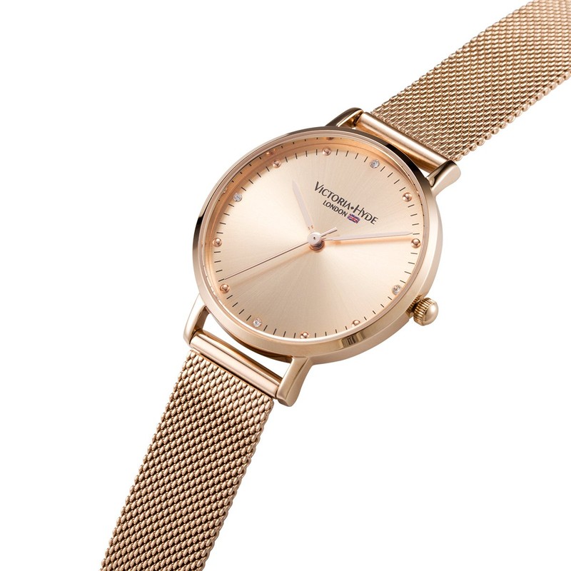VICTORIA HYDE Fashion Rose Gold Women Watches Analog Quartz Replaceable