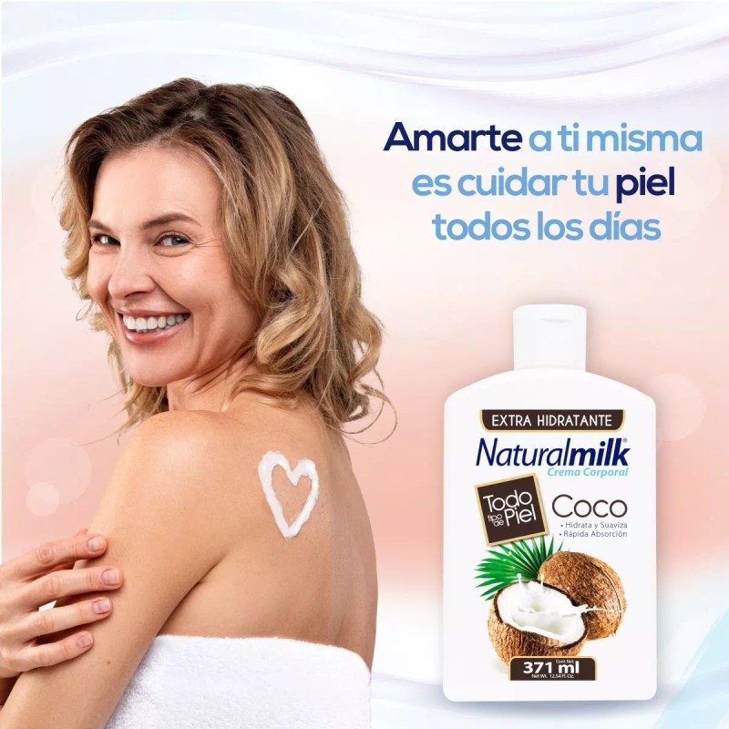 Crema 2pz Naturalmilk Coco Crema Corporal Hidratante Nutre Limpia