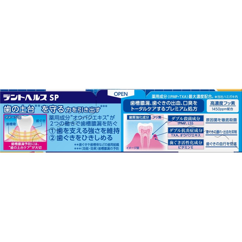 Dento Health Medicated Toothpaste SP (Quasi-Drug), Prevents Pyorrhea, 3.2 oz