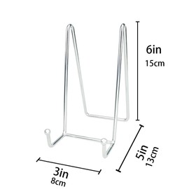 Plate Stand Iron Frame Stand Plate Stand Picture Frame Bookstand, Silver (Set of 4)