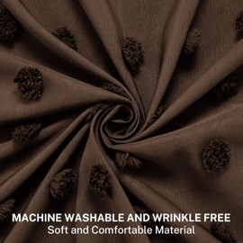 Siiluminisoy Brown Boho Farmhouse Shower Curtain Woven Fabric Shower Curtain, 72 x 72 Pleat Floral Puffs Tufted Textured Modern Farmhouse Minimalist Shower Curtain Set for Bathroom