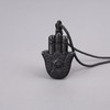 COAI Adjustable Nylon Cord Hamsa Hand Black Obsidian Stone Necklace