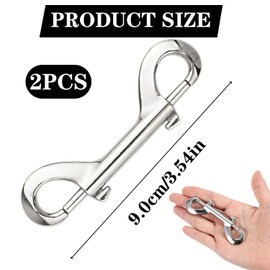 2 PCS Stainless Steel & Zinc Alloy Bolt Snap Hooks, 90mm Double Ended Lead Clips for Dogs, Metal Diving Clip Trigger Snaps for Diving Dog Leash Horse Tack Pet Feed Bucket