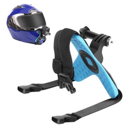 PULUZ Motorcycle Helmet Chin Strap Mount for GoPro HERO12 Black 11 10/DJI Osmo Action 2 3/Insta360 X4 X3 Ace Pro ONE X2 and Other Action Cameras Motorcycle Helmet POV Shooting Accessories (Blue)