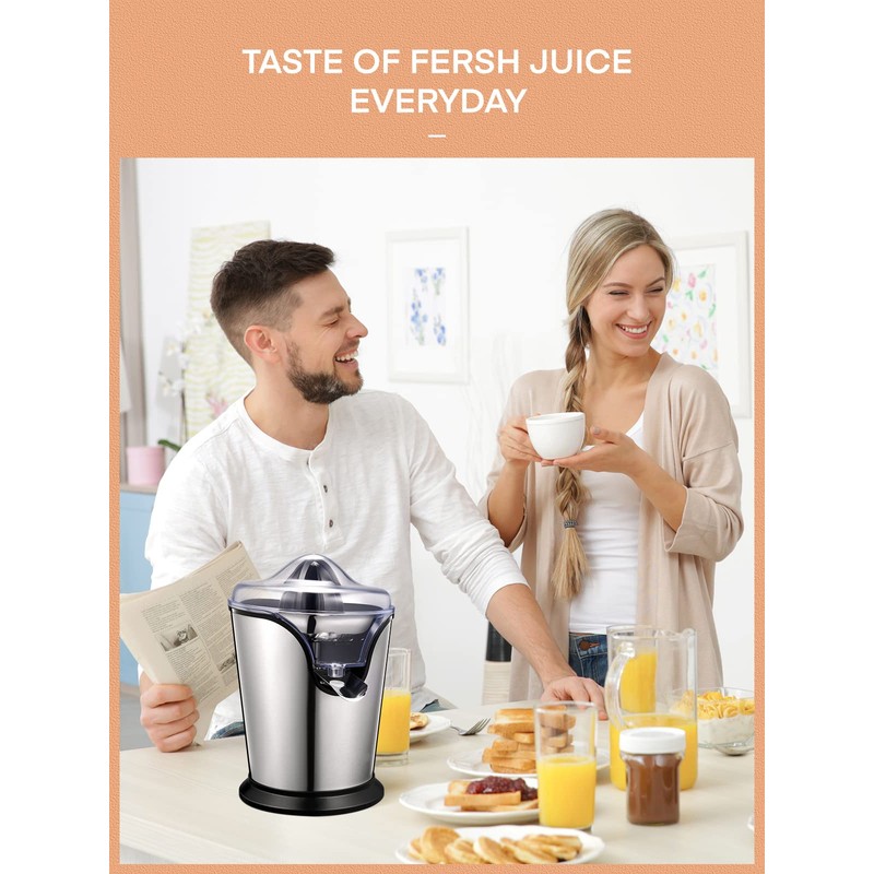 FOHERE Orange Juicer Squeezer Electric Citrus Juicer with Two Interchangeable