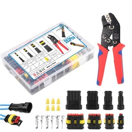 Daevkaema 352Pcs Waterproof Electrical Connector Terminals Automotive Electrical Wire Connectors 1/2/3/4 Pin Connector with Ratchet Crimping Tool