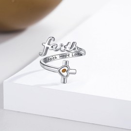 Freesloth Mustard Seed Ring S925 Sterling Silver Adjustable Faith Ring Mustard Seed Jewelry Faith Hope Love Gift for Women Mother Wife…