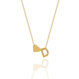 Jwicklirrng Gold Heart Initial Necklace for Women, 18K Real Gold Plated Initial A-Z Necklace Dainty Heart Necklaces Tiny Gold Necklaces Birthday Gifts Jewelry