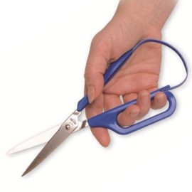 PETA Easi-Grip Long Loop Scissors, Stainless Steel and Polymer Long Loop Handle, Self Opening Scissors, Ergonomic Grip to Increase Stability, 75mm Pointed Blade
