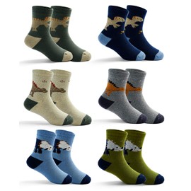 Moon Tree Toddler Boys Dinosaur Socks Kids Warm Socks Winter Thermal Crew Socks Size 3-9