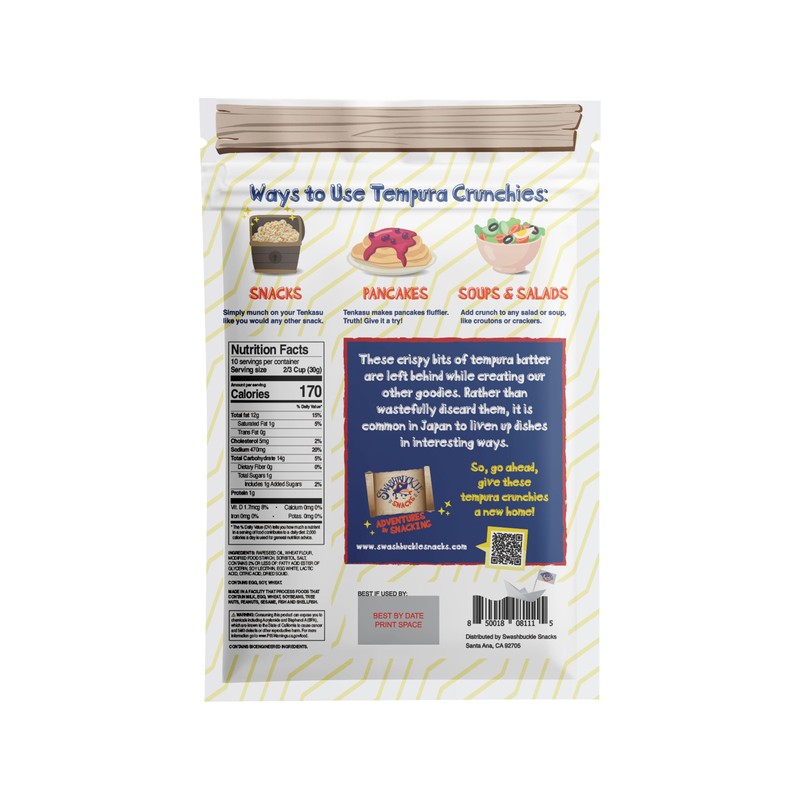 Tenkasu Tempura Bits 10.58oz, Authentic Japanese snack by Swashbuckle Snacks,