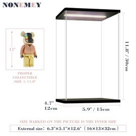 NONEMEY Clear Acrylic Display Case with Remote Control Light for 400% Bearbrick, Dustproof Model Showcase Organizer Box, Display Case for Collectibles Bearbrick (6×4.7×11.8inch,15×12×30cm)