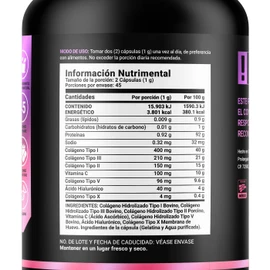 Colágeno Tipo I, II, III, V y X, Con 90 cápsulas. Ingredientes naturales: Vitamina C y Ácido Hialurónico para mayor Absorción. Collagen Blend I II III V X B Life.