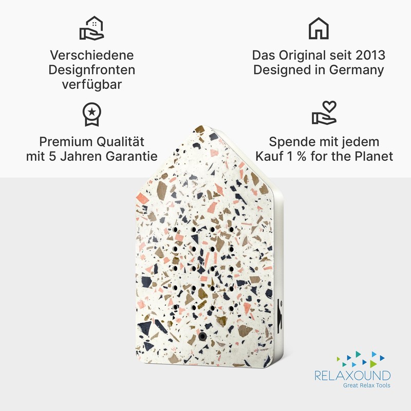 RELAXOUND Original Birdybox Toffee Terrazzo - Modern Bird Singing Box