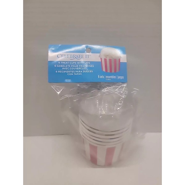 Celebrate It Treat Cups With Lids Colorful Stripes Set Of