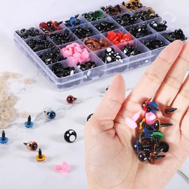Safety Eyes and Noses for Amigurumi, 6-16 mm Colorful Safety Eyes with Washer Plastic Stuffed Crochet Eyes Craft Doll Eyes for Stuffed Animals Crochet Toy(1000 Pcs)