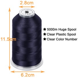 New brothread - Single Huge Spool 5000M Each Polyester Embroidery Machine Thread 40WT for Commercial and Domestic Machines - Dark Gray