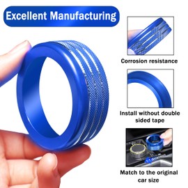 Knob Covers for Toyota Tacoma Accessories 2024 2025 2026 8" or 14" Touchscreen Air Conditioner Engine Start Stop Button Ring Drive Mode Switch Audio Center Console Button Knob Cover 7 Pcs (Blue)