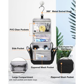 Relavel Hanging Toiletry Bag for Men and Women, Travel Toiletries Bag Water-resistant Large Makeup Cosmetic Organizer Storage, Shaving Dopp Kit Shower Bathroom Hygiene Bags, Carry-on Travel Essentials