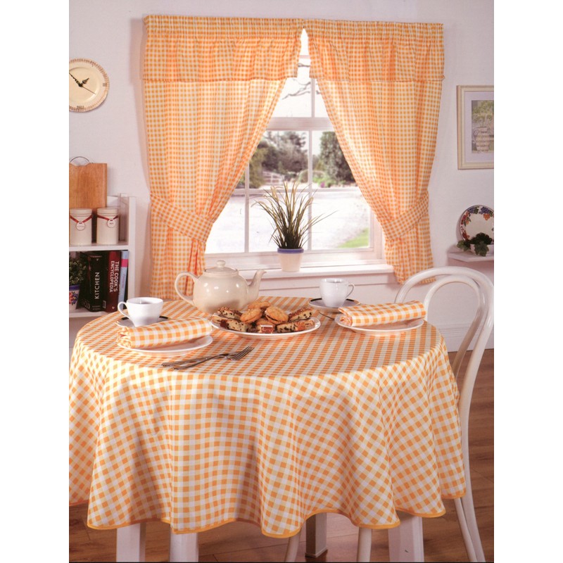 Molly Gingham Check Kitchen Pencil Pleat Curtains, Lemon, 46 x