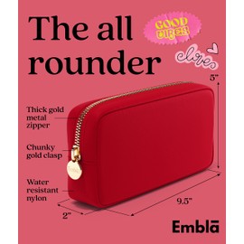 Embla Cosmetic Bag - Makeup Bag Travel Pouch, Toiletry Bags Cute Makeup Organizer, Nylon Zipper Pouches, Pink Black Coin Purse, Storage Bag Cosmetics Organizer, Make up bags Mini, Small, Large, Womens