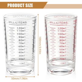 2 Stück Messbecher: 120ML Messbecher aus Borosilikatglas, Glas Messbehälter Mit Waage, Küchenmessbecher, measuring cups Hitzebeständig, Glasmessbecher für Milch, Kaffee, Tee, Ahornsirup, Honigsauce