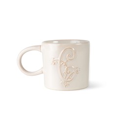 Fringe Studio Artisan Stoneware Mug, WHITE FLORAL C 3.75" DIA. X 3.5" H, 13 FL.OZ, Prairie Collection (335009)